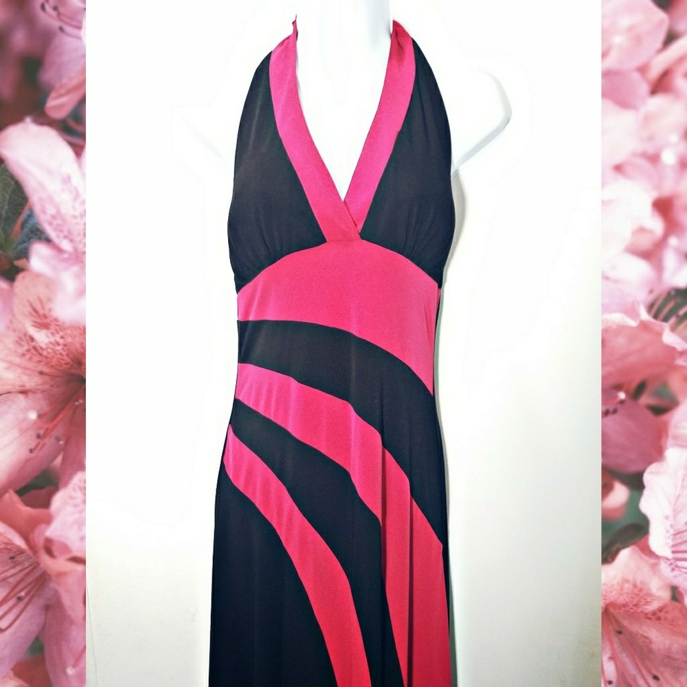 VINTAGE La Jolie Halter Dress Pink and Black